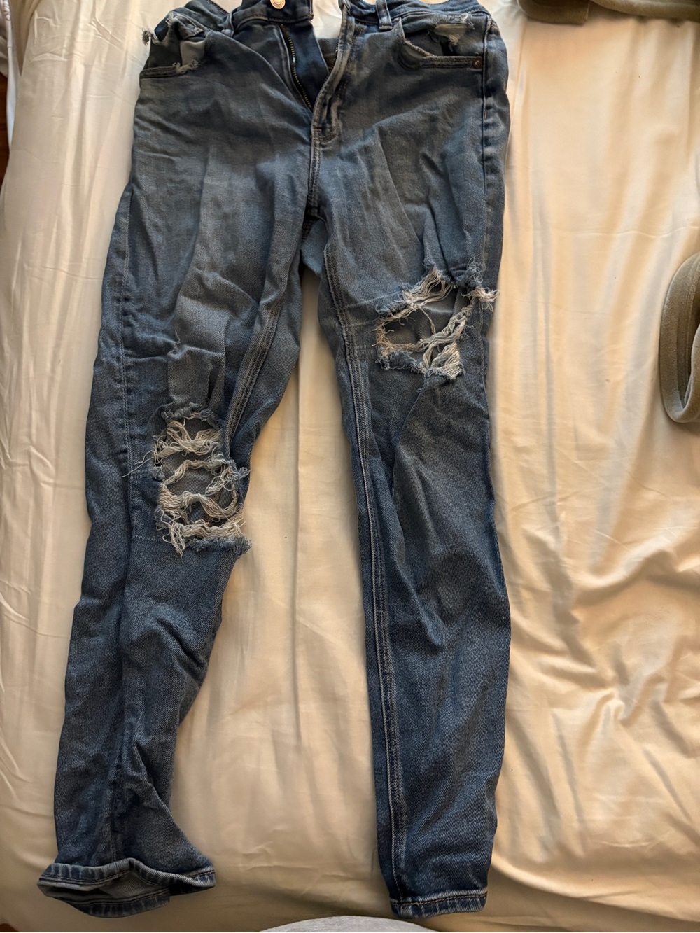 Womens Distressed Blue Slim Jeans